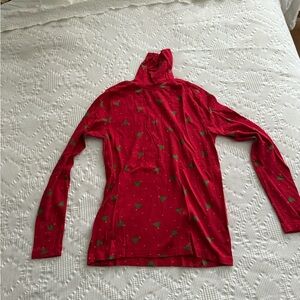 Red Long Sleeve Top with Christmas Tree